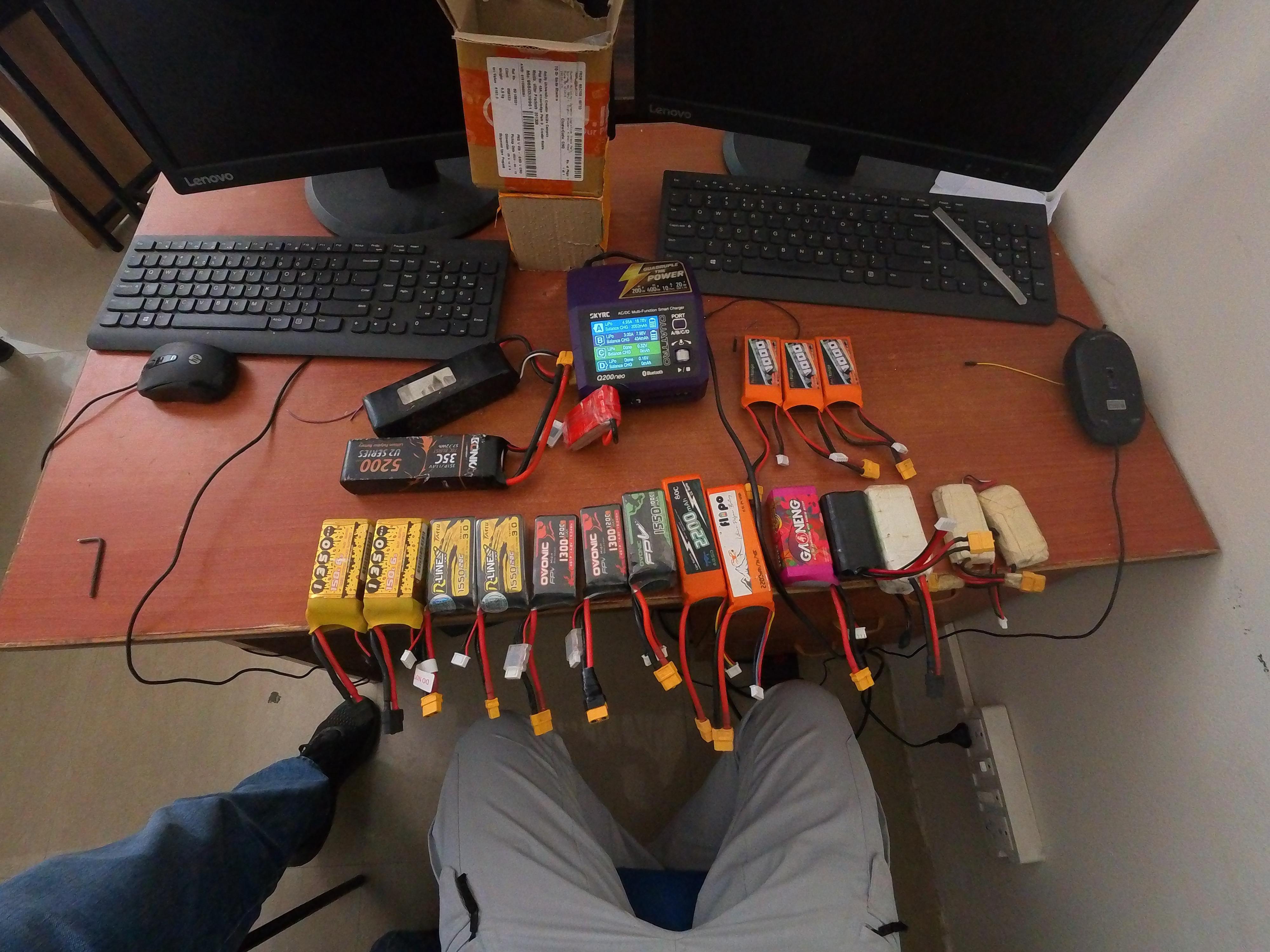Electronics and flight-control hardware during a build